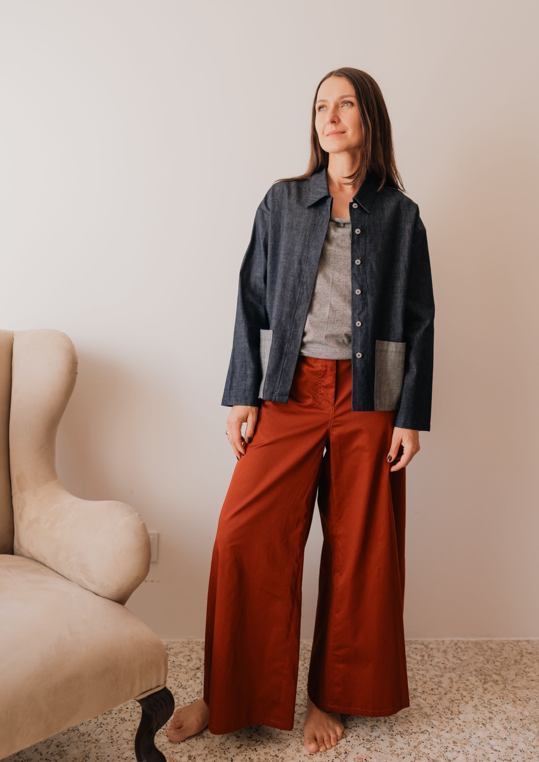 Denim Patchwork SHIRT JACKET