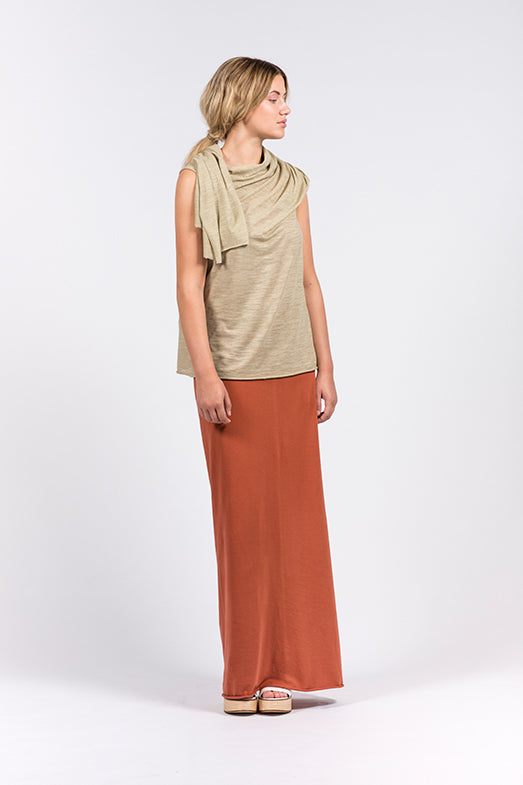 khaki top in linen and organic cotton