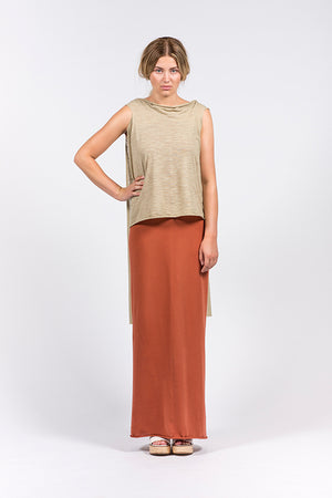 Khaki top in linen and organic cotton