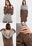Multifunctional alpaca wool dress in Mixbrown & Mixgrey, which also can be a top or hoody.