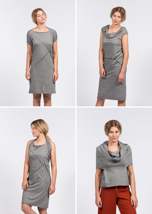 Montage of multifunctional dress QUATRO. In the colour black&white. Seamless.